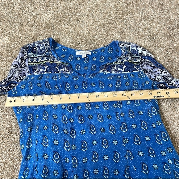 Patrons of Peace boho tunic dress long sleeve V-neck crinkle cut paisley print - Picture 5 of 10